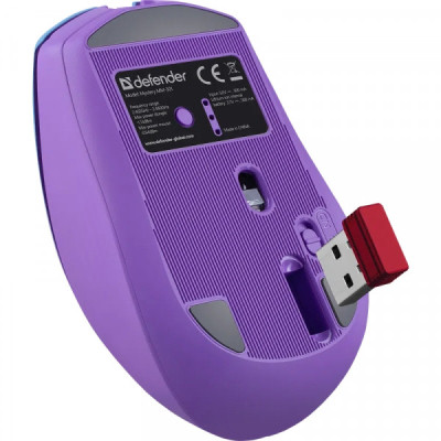 Мышка Defender Mystery MM301 LED Wireless/Bluetooth Violet (52301) Винница - изображение 5