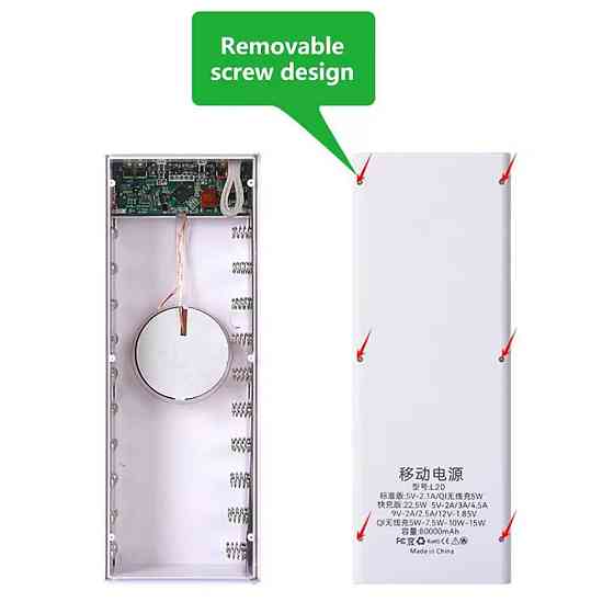 Великий Power Bank 58000 mah на 20 акумуляторах Tesla із швидкою зарядкою 22.5w Київ