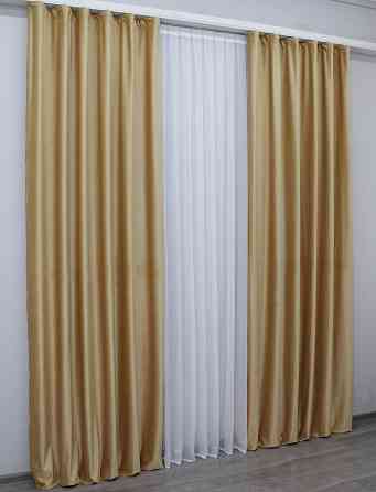 Комплект готових штор VR-Textil Оксамит № 1038ш Золотистий 100х285 см 2 шт (31-798) Київ