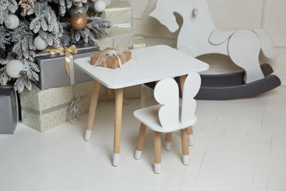 Дитячий прямокутний столик (Білий) та стільчик Метелик (Білий) Вінниця - фото 5