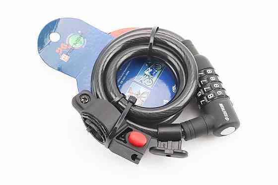 Замок протиугінний тросовий 1000х12мм з 4-х значним кодом, кріплення за трубу сидіння, TY535 Київ