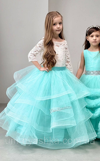 Платье Весны Длинное нарядное пышное зеленое платье на 5-6, 6-8 лет Виктория Кривой Рог - изображение 1