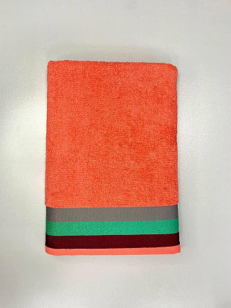 Махровое полотенце Ideal Textile 70*140 см с яркими полосками (56860802) Коралловый Черновцы - изображение 3