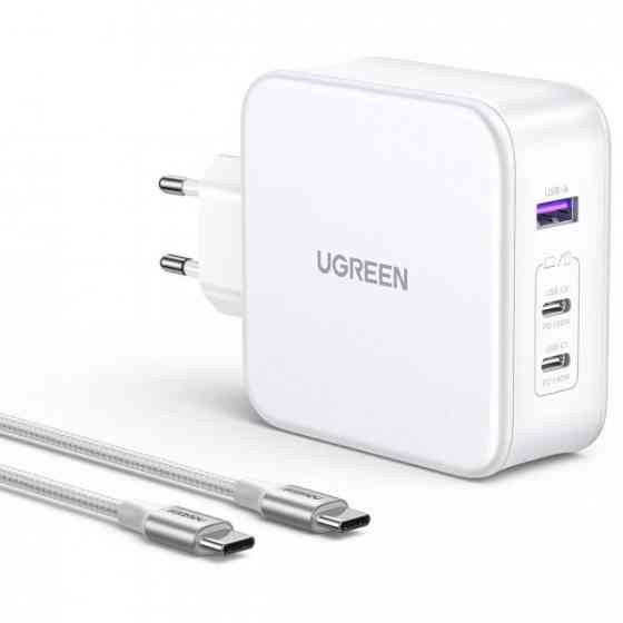 Зарядний пристрій 3xUSB 140W GaN (2хUSB-C+USB-A) CD289 with C to C Cable 1.5 м White Ugreen (15339) Киев