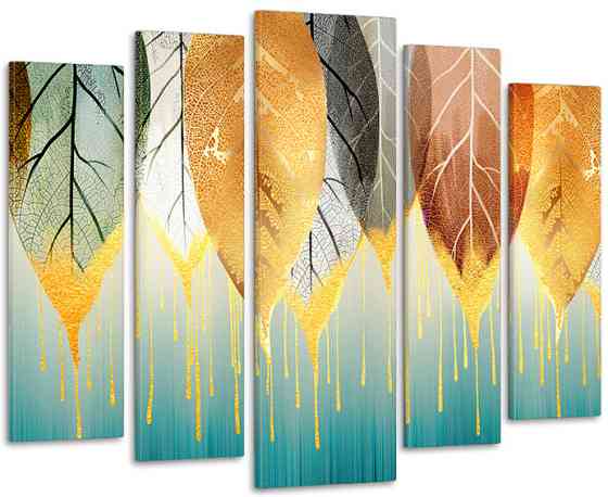 Модульна картина у вітальню/ спальню Арт Листя LM003_5 90х132 см Київ