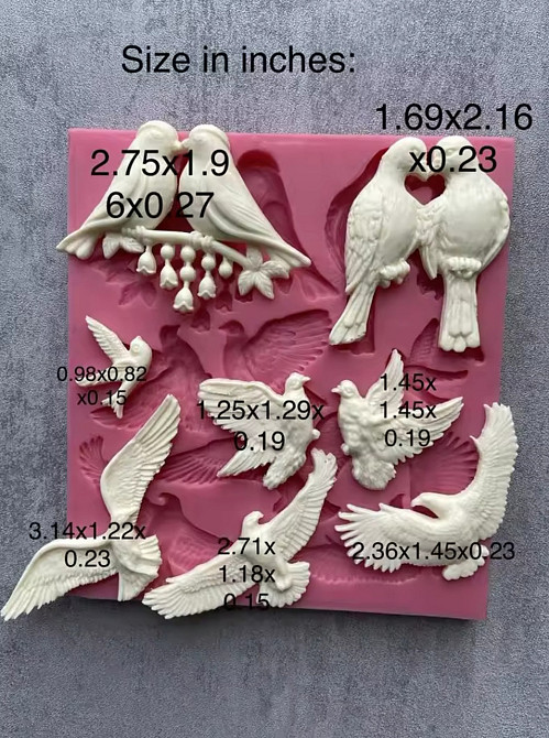 Молд силиконовый Птицы 120 на 130 мм серый Киев - изображение 2