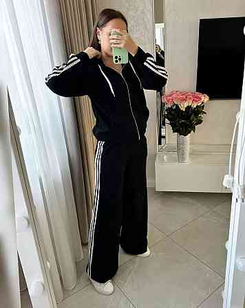 Жіночий стильний прогулянковий велюровий костюм-двійка Чорний, 48/50 Одеса