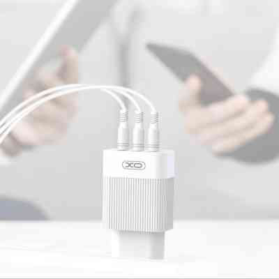 Зарядний пристрій XO QC 3.0 L72 30W (18W/1USB + 2.4A/2 USB) + cable Lightning White (XO-L72i-WH) Вінниця