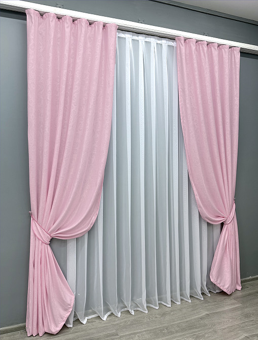 Комплект готовых штор VR-Textil Софт № 1740ш Розовый 150х270 см 2шт (33-0709) Киев - изображение 3