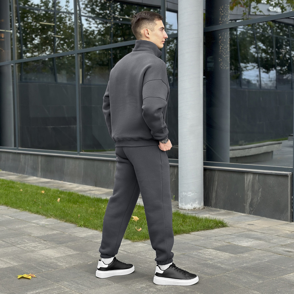 Спортивний костюм оверсайз чоловічий Pobedov Grand теплий зимовий кофта та штани на манжетах темно-сірий L Одеса - фото 3