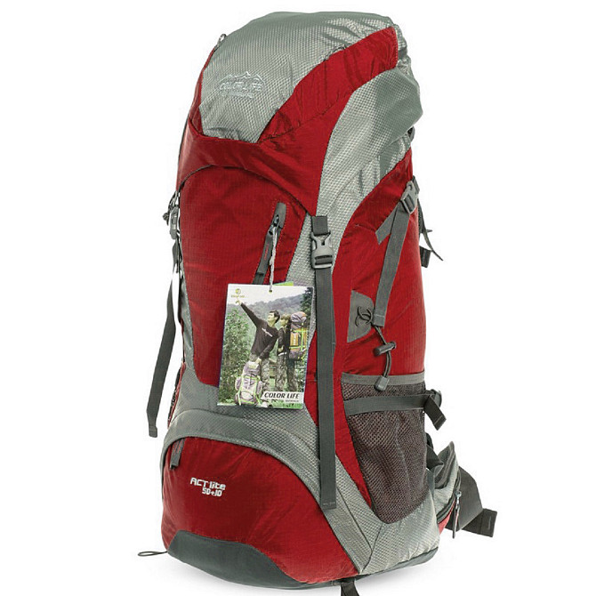 Рюкзак туристичний каркасний COLOR LIFE 172 60л нижній вхід бордовий Київ - фото 3