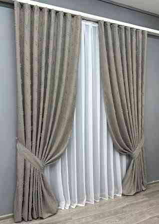 Комплект штор VR-Textil Лен Букле № 1888ш Серый 150х290 см 2 шт (33-0920) Киев