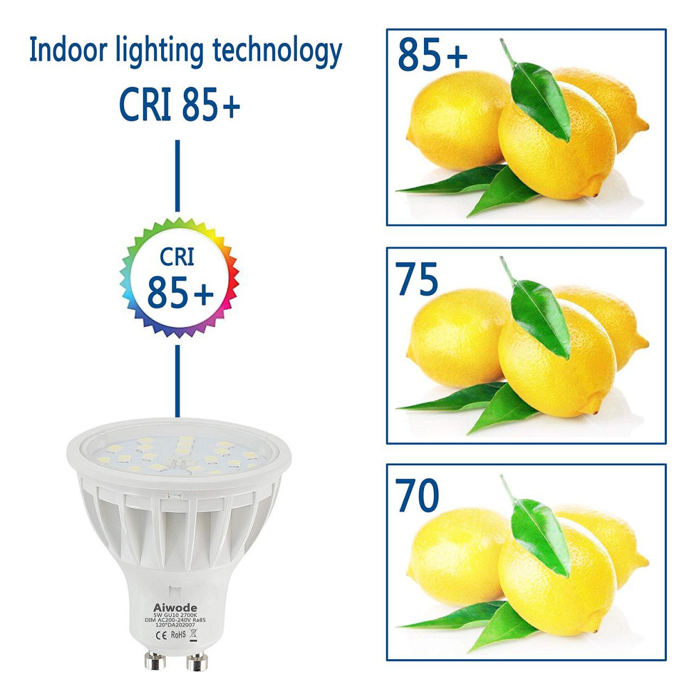 Набор LED-ламп Aiwode GU10 5W (10 шт.), теплый свет 2700K, 600 Lm, с регулировкой яркости Киев - изображение 5