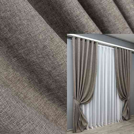 Комплект готовых штор VR-Textil Лен Мешковина № 1769ш Серый 150х270см 2 шт (33-0729) Киев