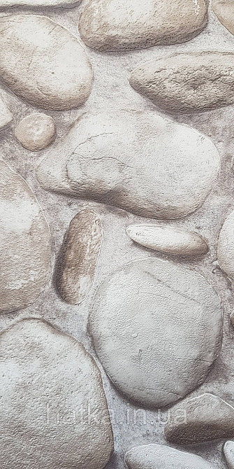 Шпалери вінілові на флізеліні AdaWall Roka 1.06х10 під морський камінь структурні білі бежеві 23113-1 Київ - фото 4