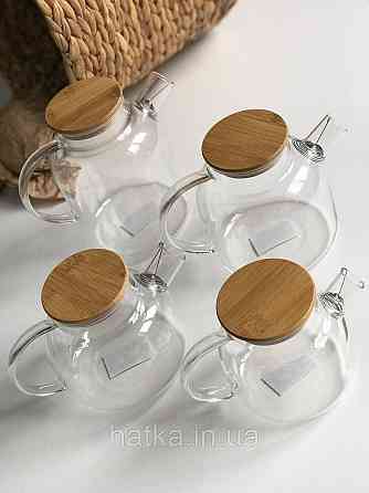 Чайник заварювальний Olens "Стокгольм 1650 мл скляний із бамбуковою кришкою для дому та ресторану Київ