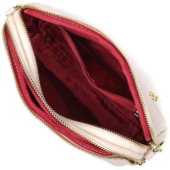 Невелика прямокутна сумка на два відділення з натуральної шкіри Vintage 22357 Біла Київ