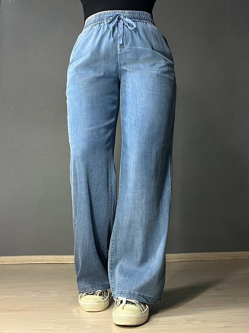 Джинси жіночі Ластівка 4080 палаццо тонкі тенсель талія на резинці блакитні, блакитний, XL/2XL, 30,  Одеса - фото 8