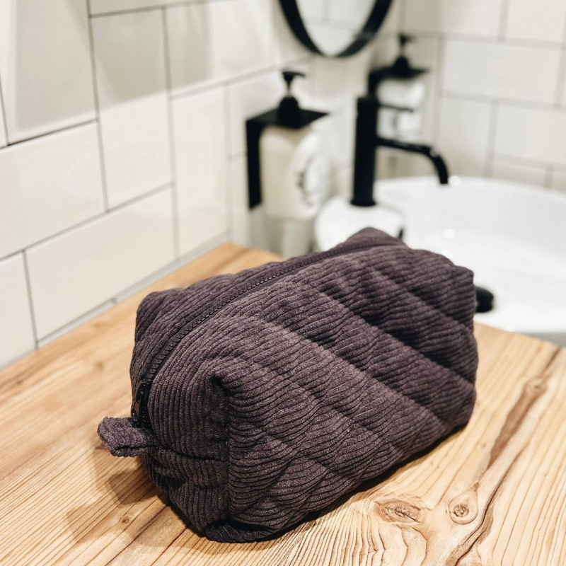 Большая женская вельветовая косметичка 24x13x13 см (Фиолетовый) Сумы - изображение 1