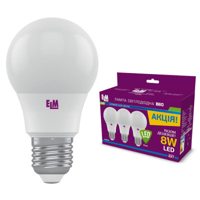 Лампочка ELM B55 8W PA10 E27 4000K 3шт. (18-0169) Винница - изображение 1