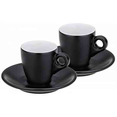 Набор чашек Kela Mattia з блюдцем для еспресо 4 предмета Чорний (12750) Винница