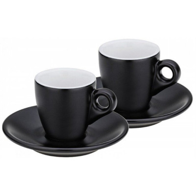Набір чашок Kela Mattia з блюдцем для еспресо 4 предмета Чорний (12750) Вінниця - фото 1