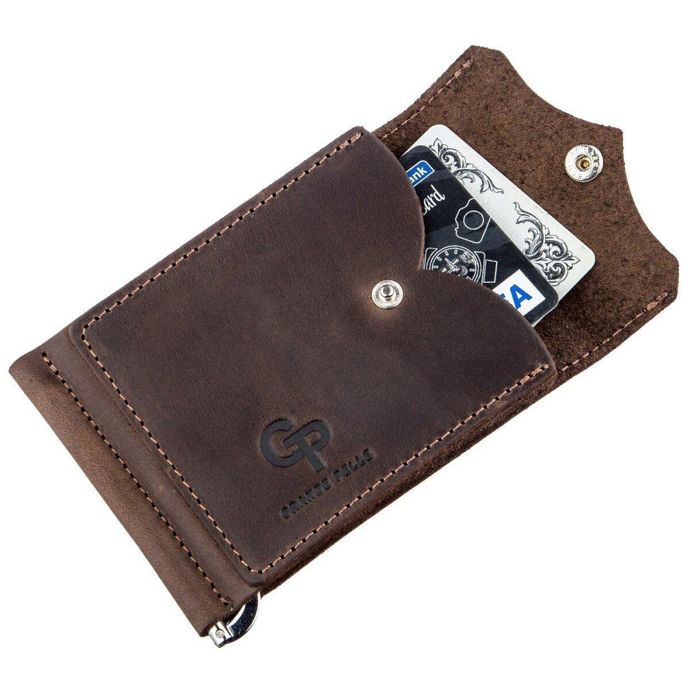 Солидный кожаный зажим для денег GRANDE PELLE 11197 Коричневый Киев - изображение 5