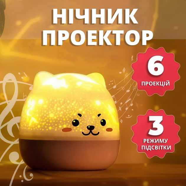 Нічник-проектор Дитячий нічник-проектор «Котик» із 6 варіантами проекцій Київ - фото 1