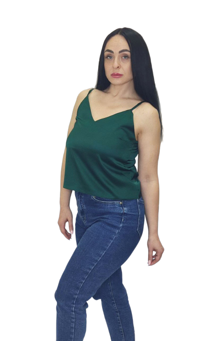 Шелковая майка на тонких бретельках Зелёный XL/2XL Харьков - изображение 8