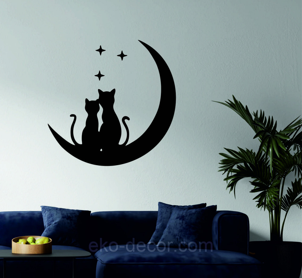 Декоративное настенное 3D Панно «Коты» Декор на стену с объемом 70*70 см, Черный Киев - изображение 1