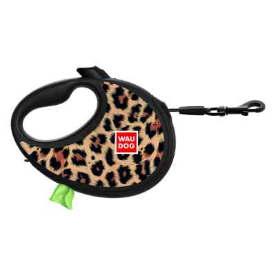 Повідець для собак WAUDOG R-leash з контейнером для пакетів "Леопард", світловідбивна стрічка, S (255-4066) Вінниця