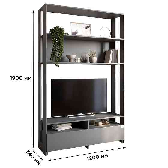 Модуль-4 стеллаж с полками и тумбой под ТВ LION Нобу Дуб Сонома (LION-042430) Львов