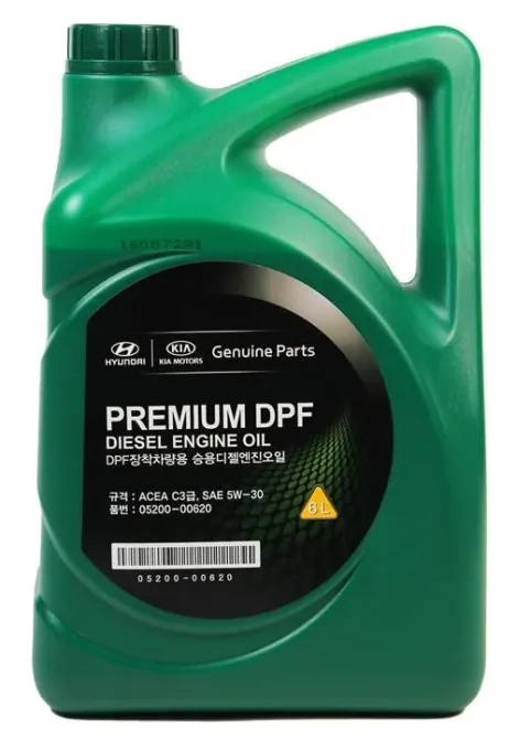 Моторное масло Hyundai/Kia Premium DPF Diesel 5W-30, 6 л — оригинальное синтетическое масло для дизельных двиг Ковель - изображение 1