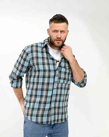 Чоловіча повсякденна картата сорочка турецький котон фланель Джинс, 54/56 Одеса