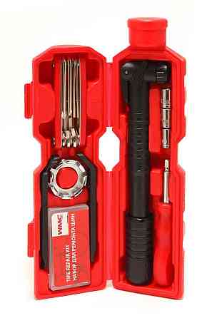 Набор инструментов для обслуживания велосипеда 27пр.+держатель фляги,в тубе(красный) Одесса