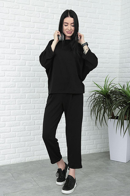 Прогулянковий костюм вільного крою "Lamark" оптом | Розпродаж моделі Чорний, 42-44 Київ - фото 2