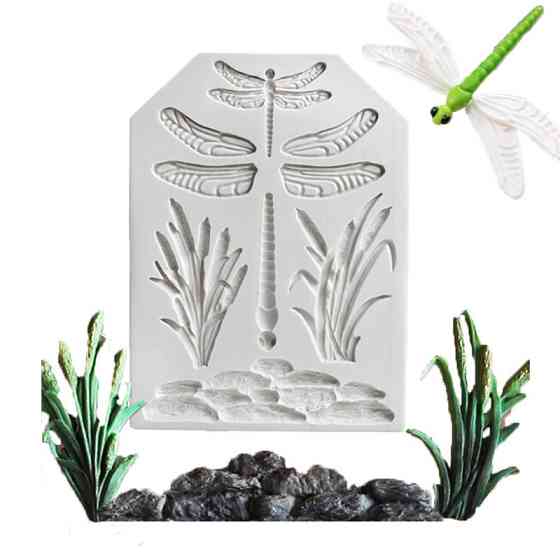 Молд силиконовый Стрекоза и камыши 100 на 136 мм серый Киев