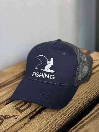 Кепка FISHING для рыбалки, тёмно-синяя сетчатая бейсболка с принтом Черный Черновцы