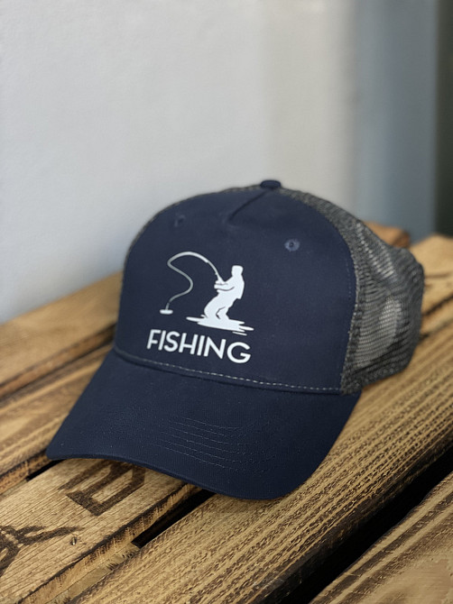 Кепка FISHING для рибалки, темно-синя сітчаста бейсболка з принтом Чернівці - фото 1
