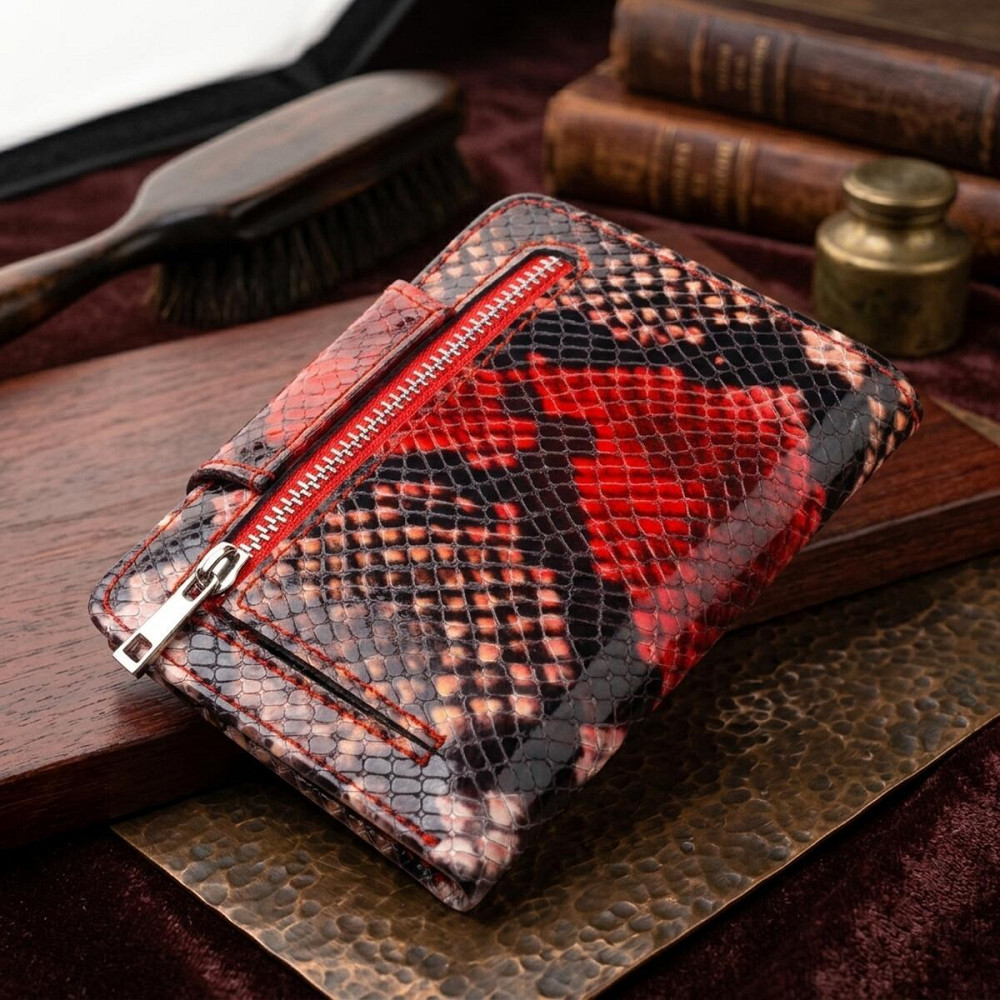 Невеликий жіночий гаманець з натуральної шкіри з тисненням під змію CANPELLINI 21667 Різнокольоровий Київ - фото 14