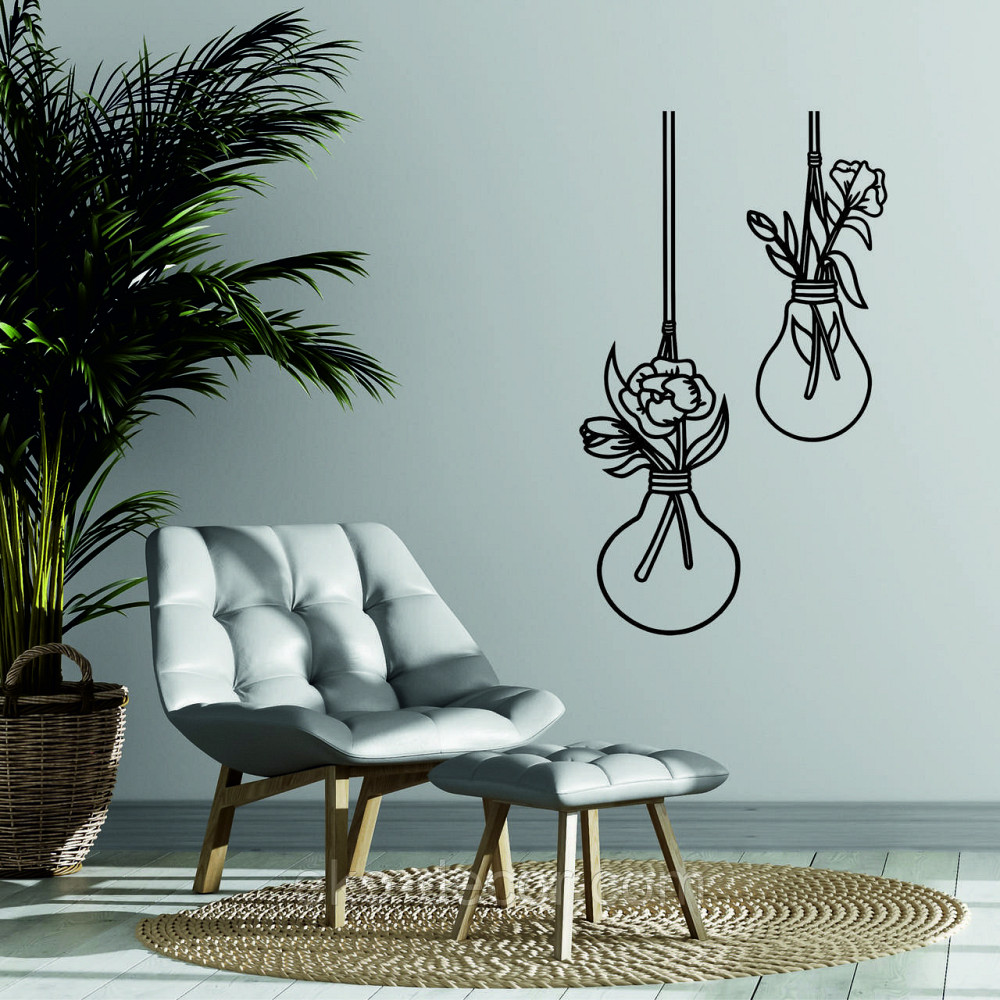 Декоративне настінне Панно «Лампочки», Декор на стіну 90*52 см, Чорний Київ - фото 1