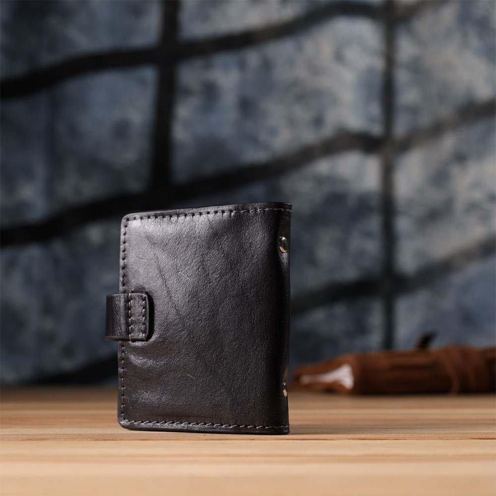 Візитниця унісекс з натуральної гладкої шкіри GRANDE PELLE 22941 Чорна Київ - фото 9