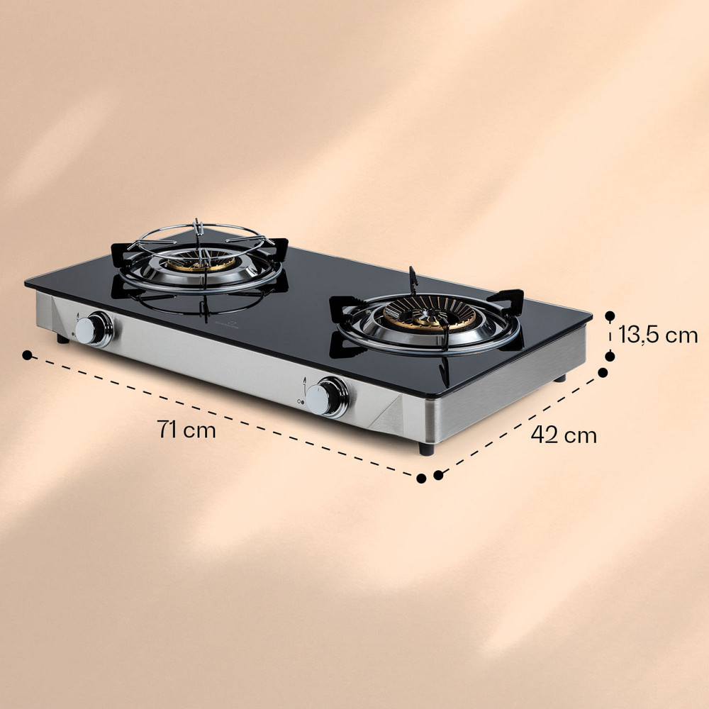 Похідна піч Barzona 2 2 пальники 3,4 кВт і 4,3 кВт Скляна пластина та корпус із неіржавкої сталі 2 Рівне - фото 6