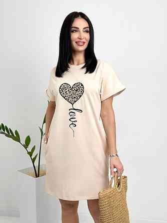 Жіноча сукня з малюнком "Passion" оптом | Батал Бежевий, 50-52 Київ