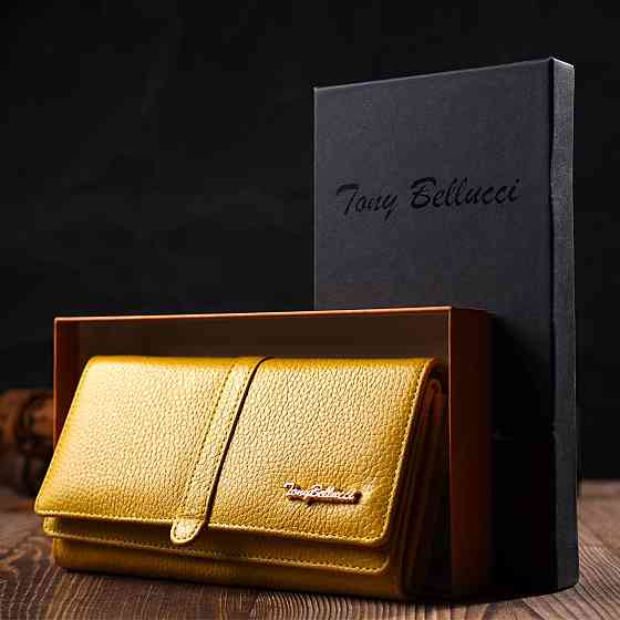 Красочный женский кошелек с большим количеством отделений из натуральной кожи Tony Bellucci 21960 Желтый Киев