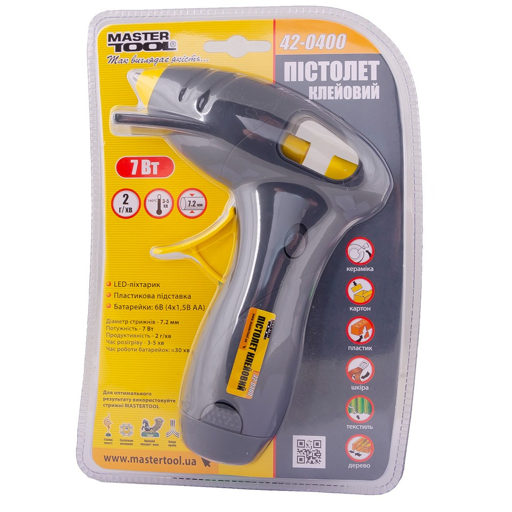 MASTERTOOL Пістолет клейовий на батарейках MASTERTOOL Ø 7.2 мм DC 6V 1.5х4 шт AA 42-0400 Коломия - фото 5