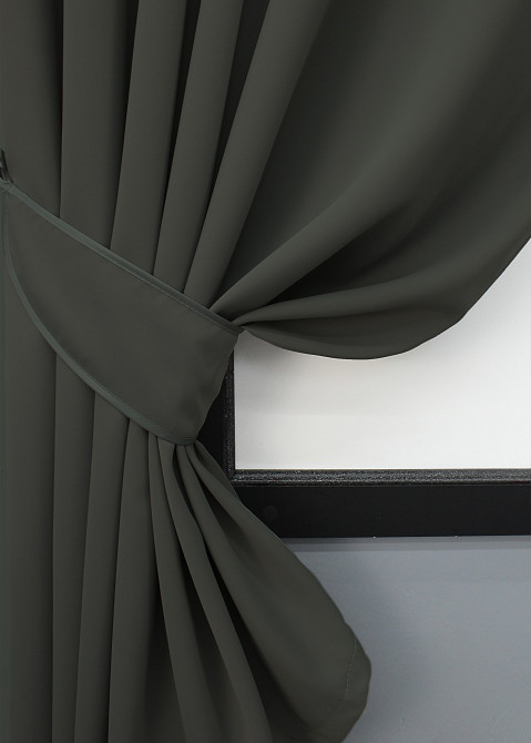 Комплект штор коротких VR-Textil Блэкаут Midnight № 1400ш 140х170 см 2 шт Темно-серый (35-0161) Киев - изображение 3