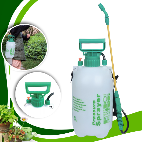 Ручной опрыскиватель для сада и огорода пневматический садовый,наплечный пластиковый,белый на 5 литров Каменец-Подольский
