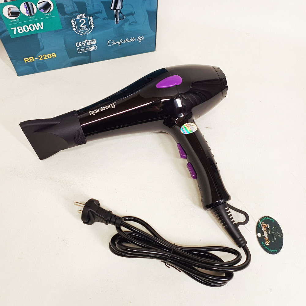 Женский профессиональный фен для укладки волос Rainberg, Мощный фен для быстрой сушки NB-55 Львов - изображение 6