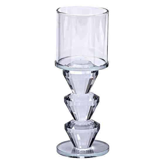 Підсвічник скляний 6×16.5 см на одну свічку підсвічник келих на ніжці декоративний прозорий HP-4-29L Коломия